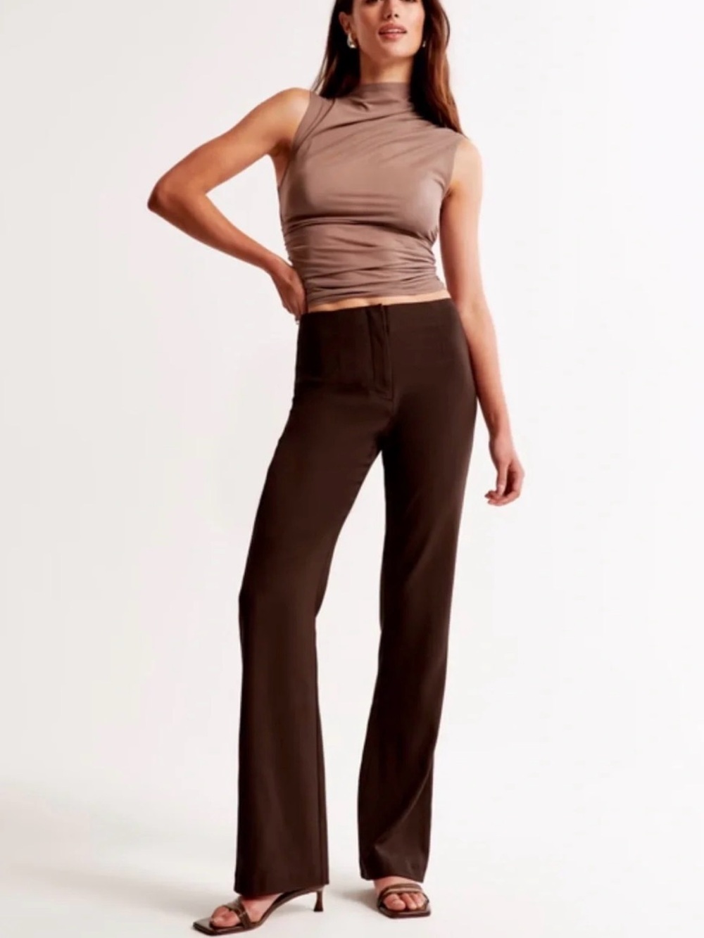 Abercrombie NWT High-Rise Slim Boot Cut Pants in Dark Brown